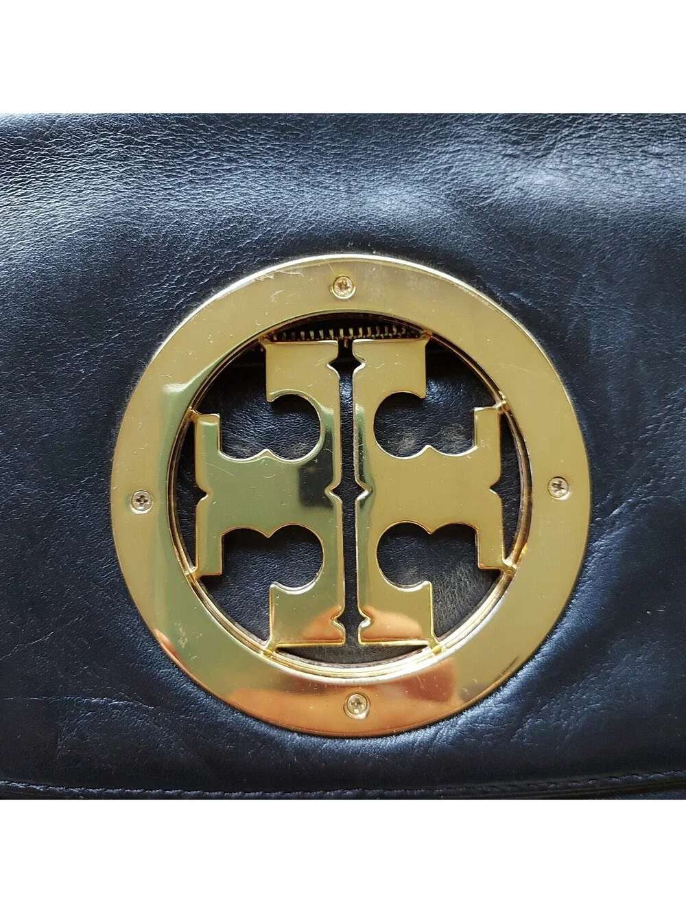 Tory Burch Reva black leather clutch bag